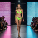 Glamorous Runway Model in Green Bikini at Fashion Show