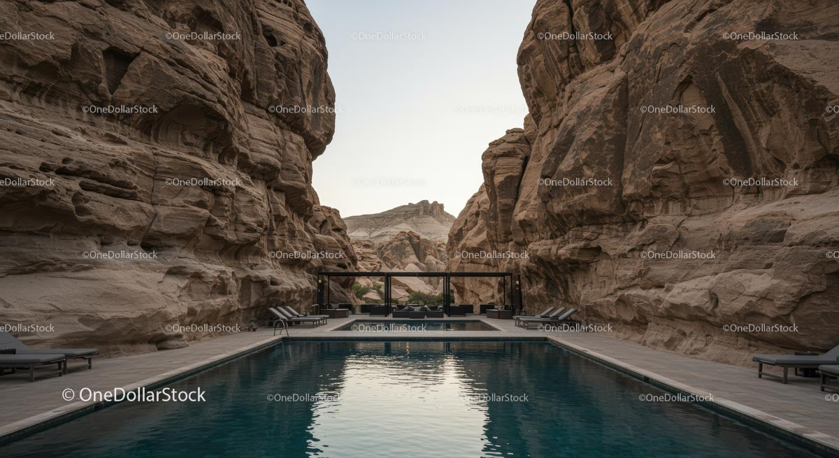 Luxury Pool Nestled Between Majestic Sandstone Cliffs