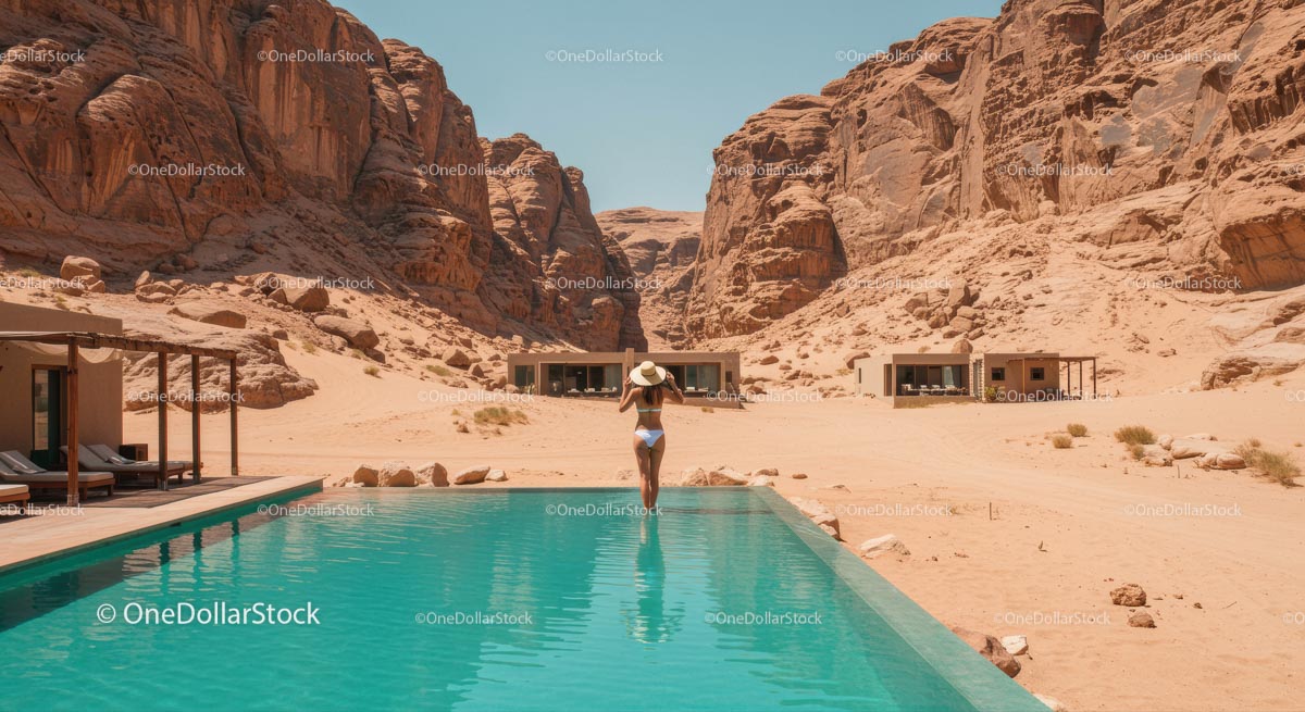 Luxury Desert Resort with Infinity Pool and Stunning Cliffs