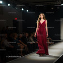 Elegant Fashion Show with Model in Red Evening Gown