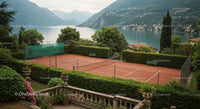 Scenic Tennis Court Overlooking a Tranquil Lake