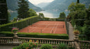Outdoor Tennis Court with Stunning Lake and Mountain View
