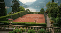 Outdoor Tennis Court with Stunning Lake and Mountain View