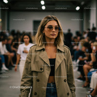 Stylish Woman in Trendy Outfit at Fashion Show