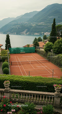 Lakeside Tennis Court with Alpine Mountain Views