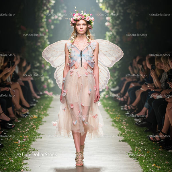 Ethereal Fairy Tale Fashion Runway with Floral Accents