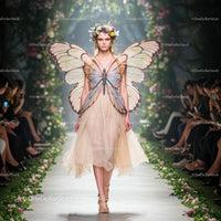 Ethereal Fashion Model with Butterfly Wings on Runway