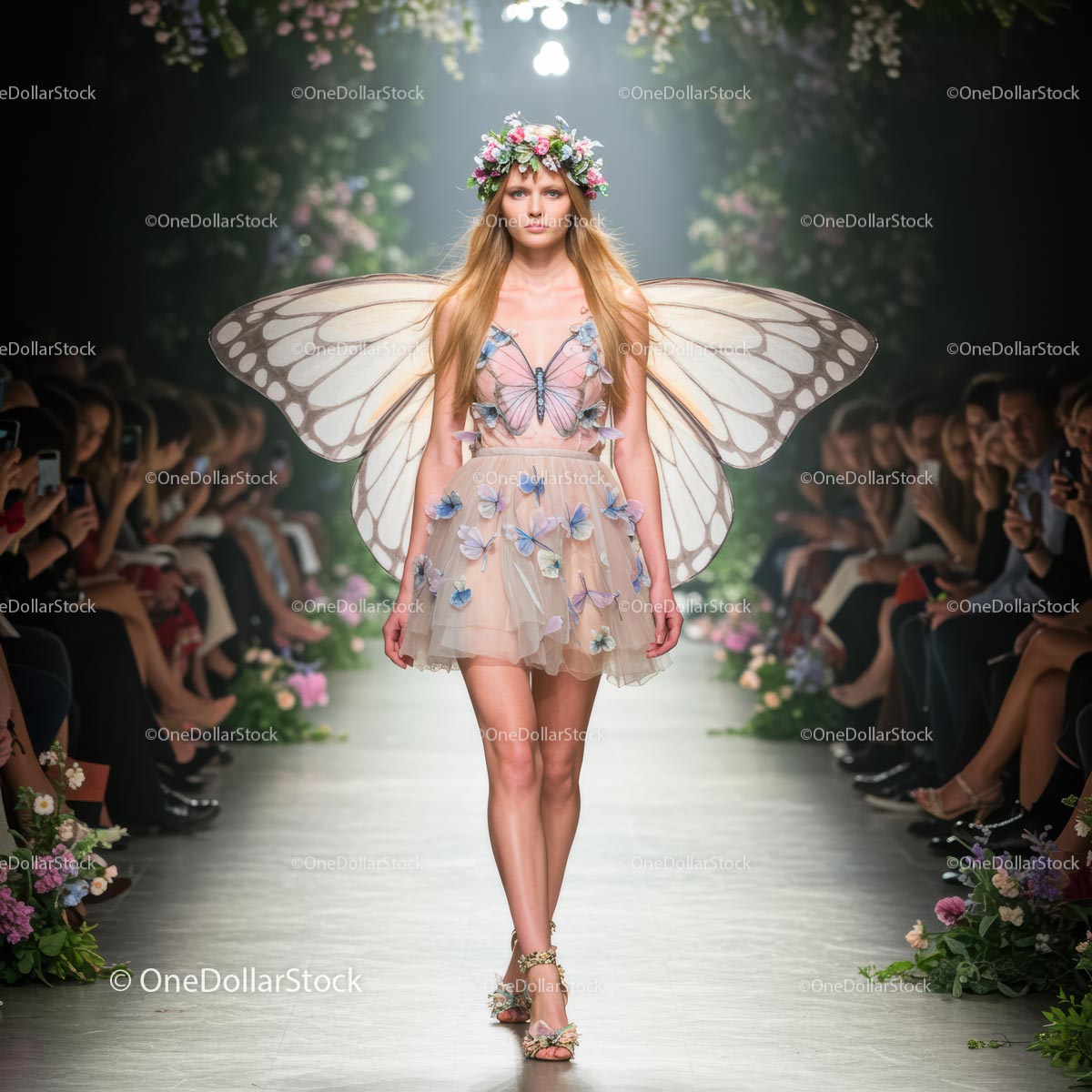 Fantasy Fairy Fashion with Butterfly Wings on Runway