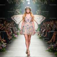 Model in Butterfly Wings on Floral Runway Show