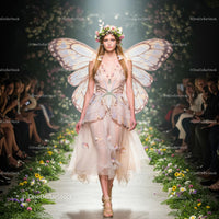 Model in Butterfly Wings on Floral Runway Show