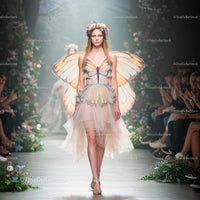 Ethereal Model in Butterfly Winged Dress on the Runway