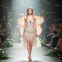 Model in Butterfly Wings on Floral Runway Show