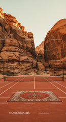 Red Clay Tennis Court Amidst Majestic Desert Canyons