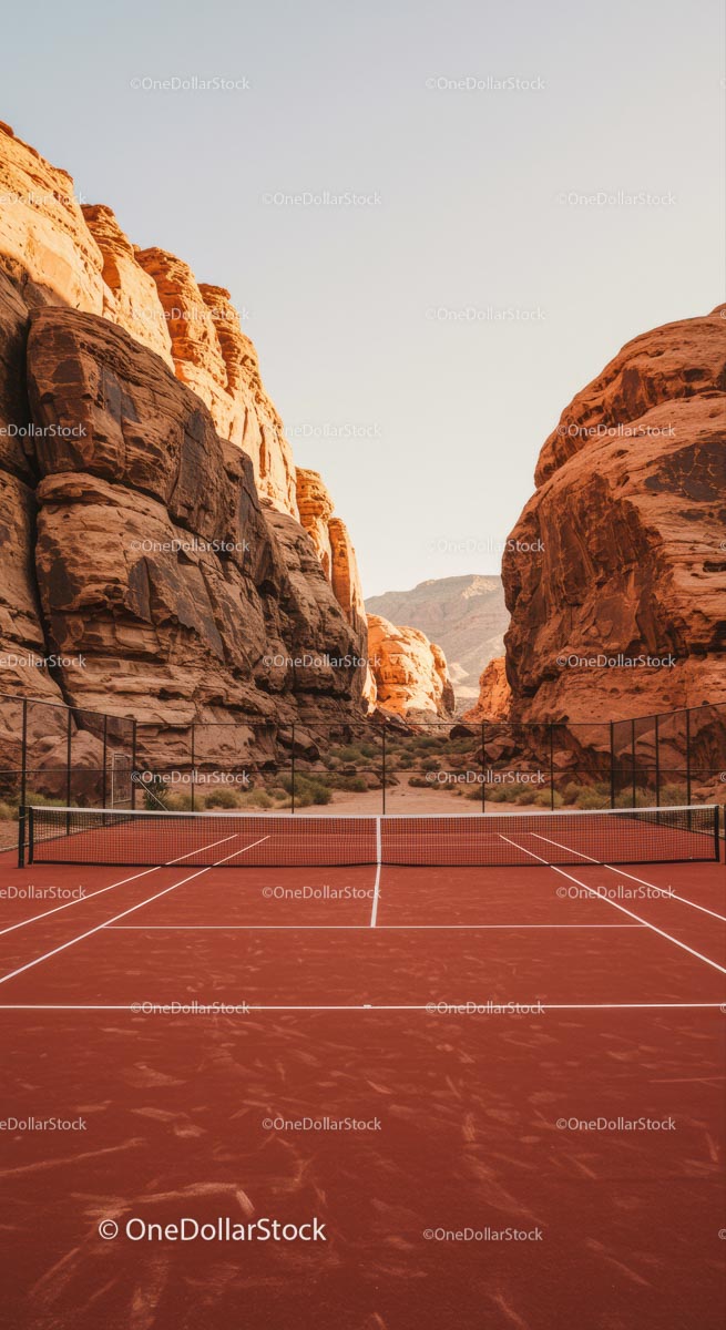 Kort tenisowy w krajobrazie Red Rock Canyon