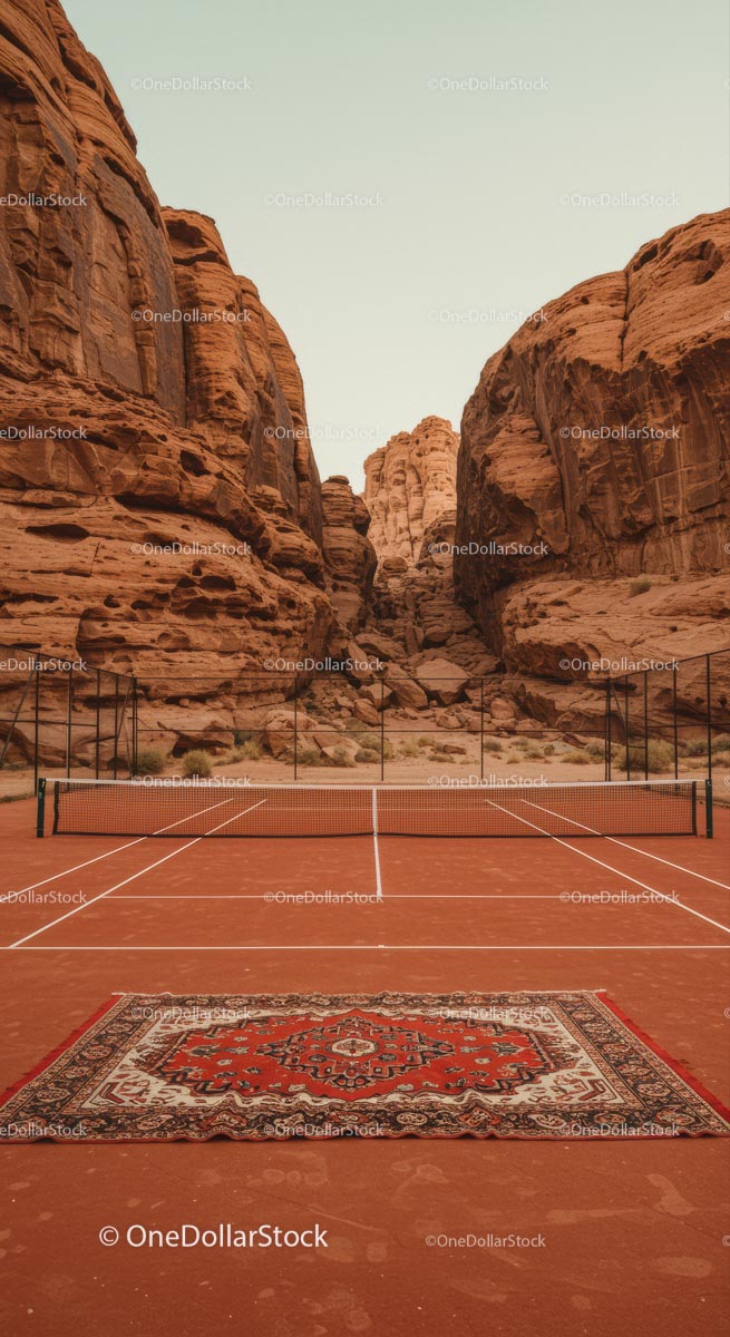 Tennis Court in Stunning Red Rock Canyon Landscape