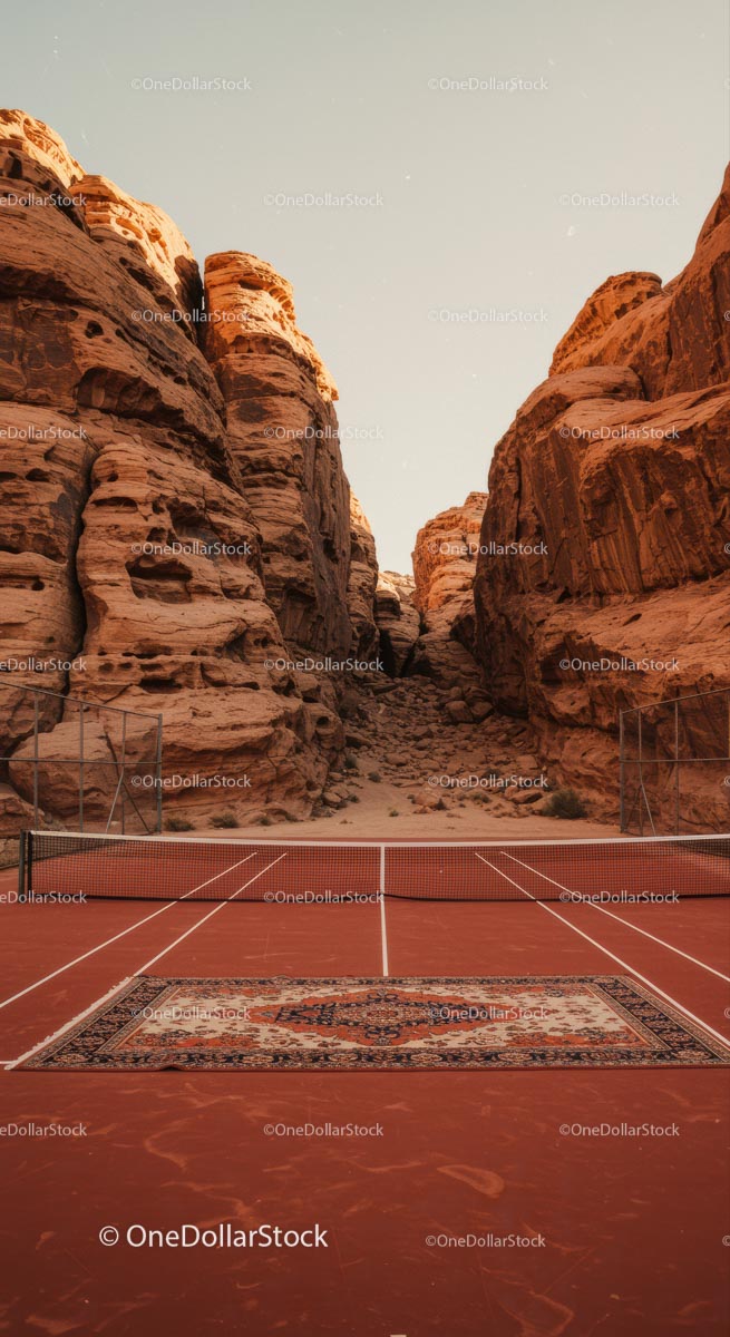 Tennis Court set Against Majestic Desert Canyons