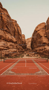 Scenic Tennis Court Amidst Majestic Canyon Formations
