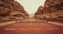 Tennis Court Amidst Majestic Desert Sandstone Cliffs