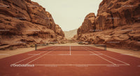 Tennis Court Amidst Majestic Desert Sandstone Cliffs