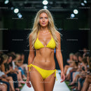 Blonde Model in Vibrant Yellow Bikini on Runway