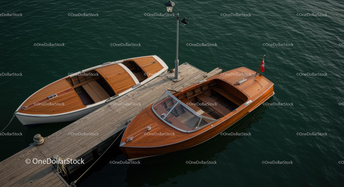 Vintage Wooden Boats Moored at a Tranquil Dock