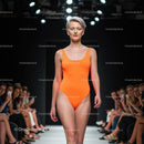 Glamorous Runway Model in Green Bikini at Fashion Show