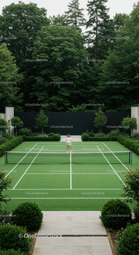 Private Tennis Court Surrounded by Lush Greenery