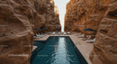 Luxurious Pool Oasis Amidst Sandstone Cliffs in Desert Canyon