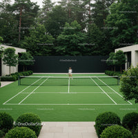 Elegant Tennis Court Surrounded by Greenery and Modern Design