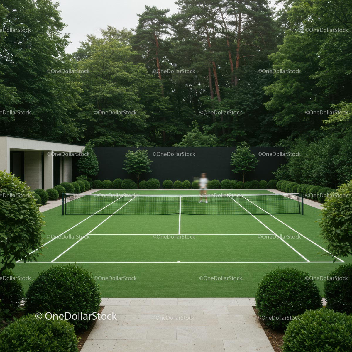 Luxury Private Tennis Court in Lush Green Garden