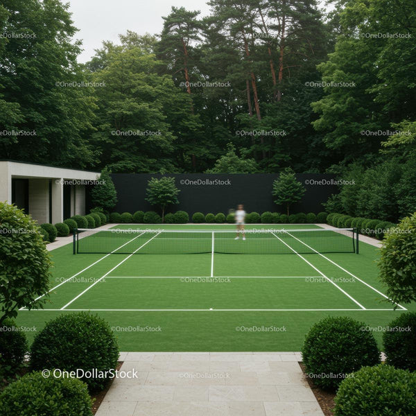 Luxury Private Tennis Court in Lush Green Garden