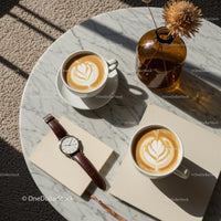 Elegant Coffee Break with Latte Art and Watch