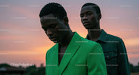 Contemplative Duo Against a Vibrant Sunset