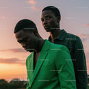 Stylish Men Posing in Elegant Attire at Sunset