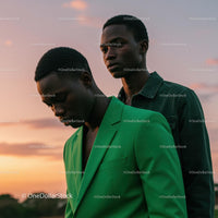 Stylish Men Posing in Elegant Attire at Sunset
