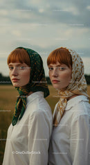 Redhead Twins in Scenic Countryside Portrait