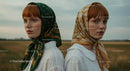 Freckled Sisters in Vintage Headscarves in Countryside