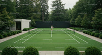 Modern Tennis Court Amidst Lush Greenery
