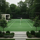 Lush Green Tennis Court in a Tranquil Garden Setting
