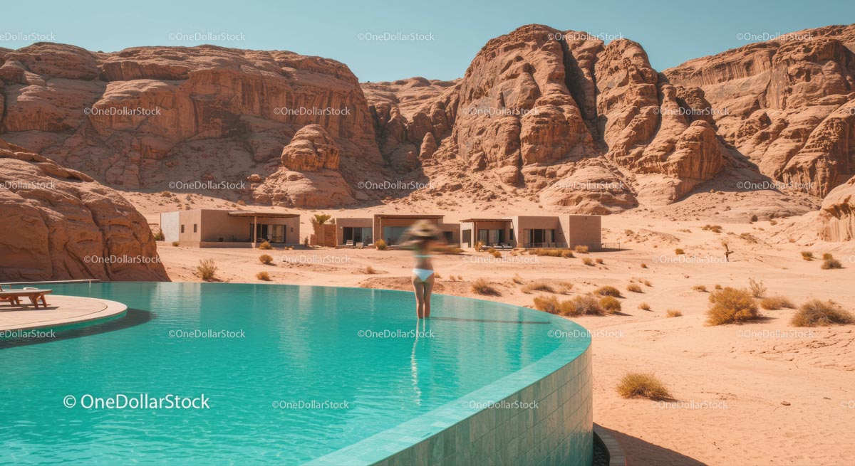 Serene Desert Oasis with Luxurious Infinity Pool