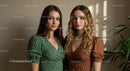 Two Women in Polka Dot Dresses with Natural Lighting