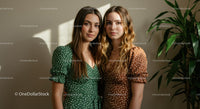 Two Women in Polka Dot Dresses with Natural Lighting