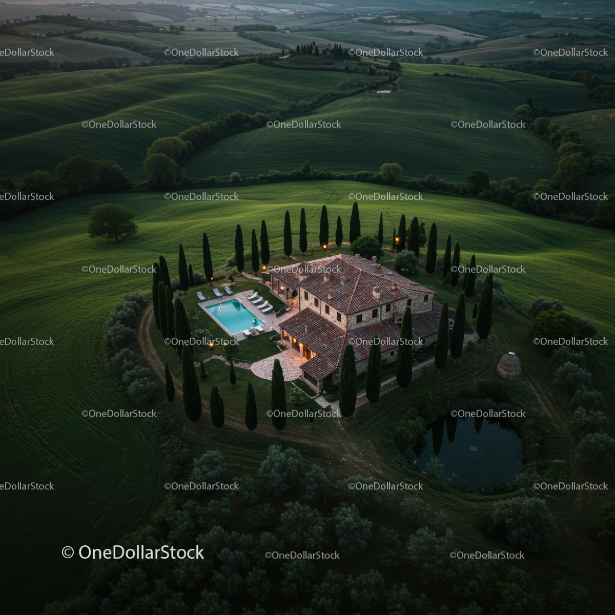 Tuscan Villa with Pool Surrounded by Rolling Hills