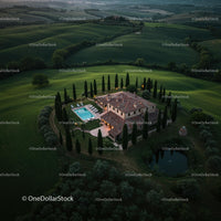 Tuscan Villa with Pool Surrounded by Rolling Hills