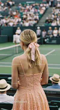 Solitary Tennis Player on Green Court with Lush Surroundings
