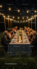 Elegant Outdoor Dinner Under String Lights