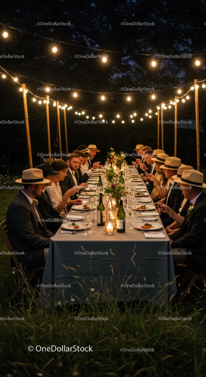 Elegant Outdoor Dinner Under String Lights