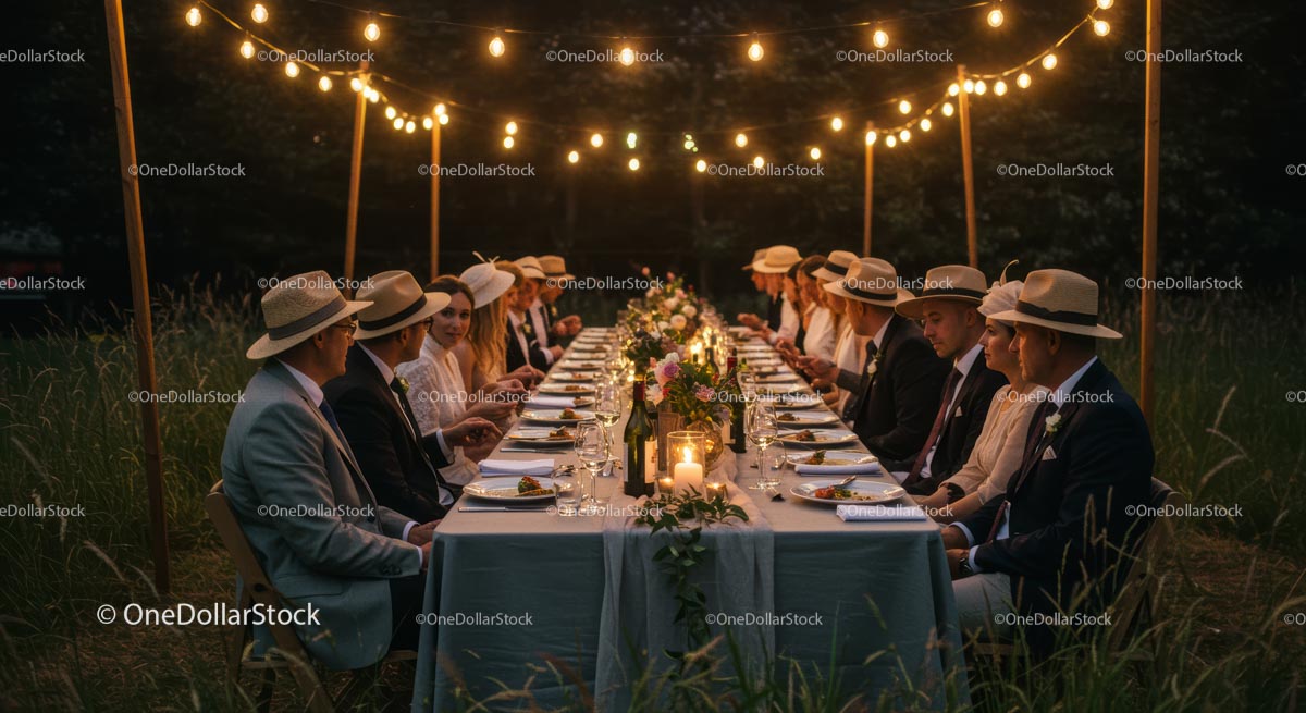 Elegant Outdoor Dinner Party with String Lights