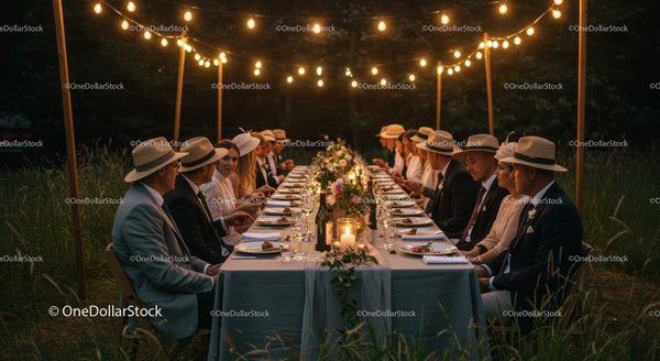 Elegant Outdoor Dinner Party with String Lights