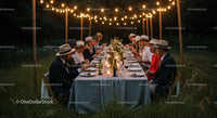 Elegant Outdoor Dinner Party with Festive Lighting